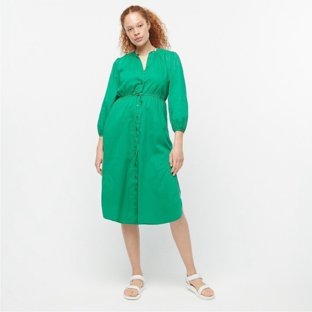 J Crew Tie-Waist Cotton Voile Midi Dress in Irish Clover Size 6